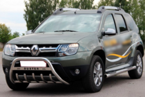 Renault Duster 2008–2017 гг. Боковые трубы с вставками (2 шт., нержавейка) фото 1