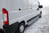 Fiat Ducato 2006-2025 гг. Боковые Подножки Allmond Grey (2 шт., Алюминий) фото 1