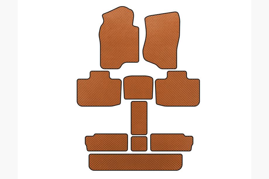 Cadillac Escalade 2007-2014 гг. Коврики EVA (3 ряда, Оранжевые) Image