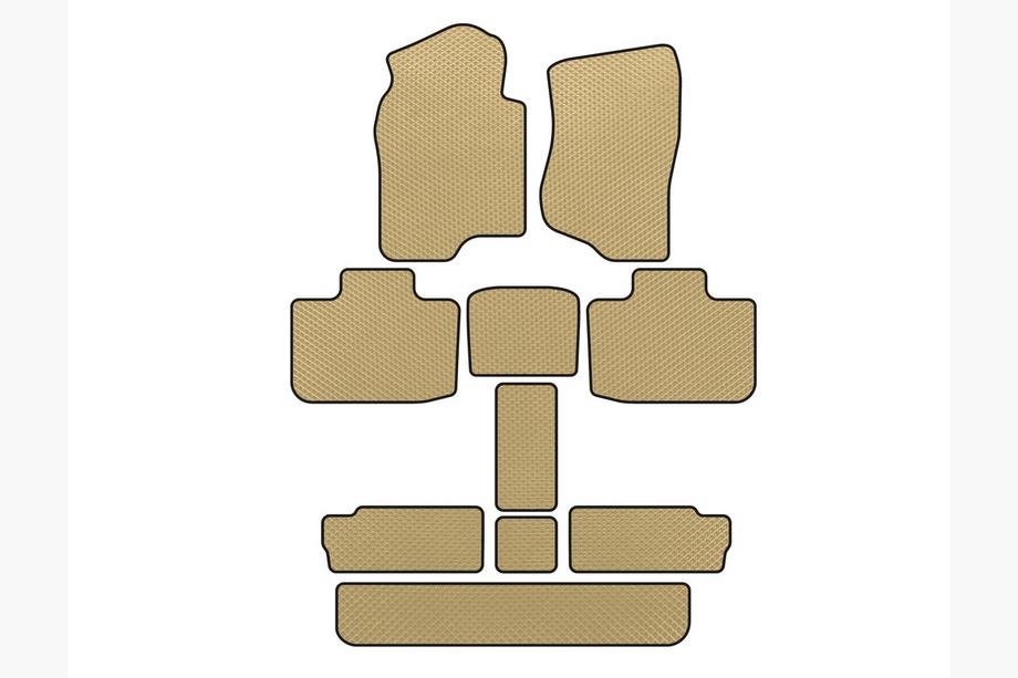 Cadillac Escalade 2007-2014 гг. Коврики EVA (3 ряда, Бежевые) Image