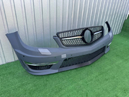 Mercedes C-class W204 2007-2015 гг. Передний бампер 2011-2014 AMG C63 с решеткой Diamond Black фото 1