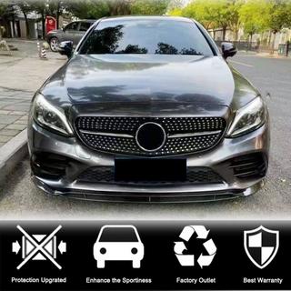 Накладка на Передний Бампер Lip (2019-2021, Карбон) Mercedes C-class W205 2014-2021 гг. фото 3