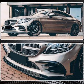 Передний бампер Лип V1 для C43 AMG 2019-2021 Карбон Mercedes C-class W205 2014-2021 гг. фото 4