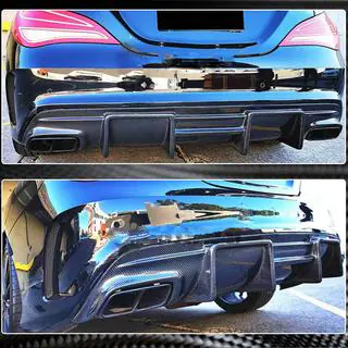 Диффузор заднего бампера V1 для AMG-Line / CLA45 AMG, Карбон фото 4