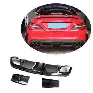 Диффузор заднего бампера V1 (для AMG-Line / CLA45 AMG 2013-2016, Карбон) фото 1