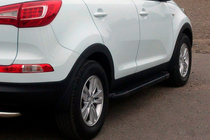 Kia Sportage 2010-2015 гг. Боковые Подножки Allmond Black (2 шт., алюминий) фото 1