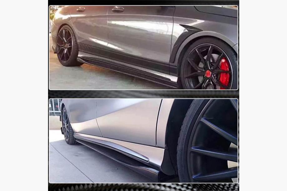 Mercedes CLA C117 2013-2019 гг. Боковые Пороги V2 (для HB, Карбон) Фото 4