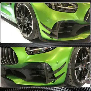 Накладки на передний бампер V2 (для GT R 2016-2019, Сухой карбон) фото 4