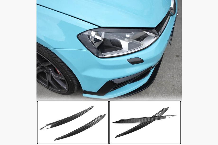 Volkswagen Golf 7/E-Golf 2012-2020 гг. Реснички на фары (Карбон) Фото 1
