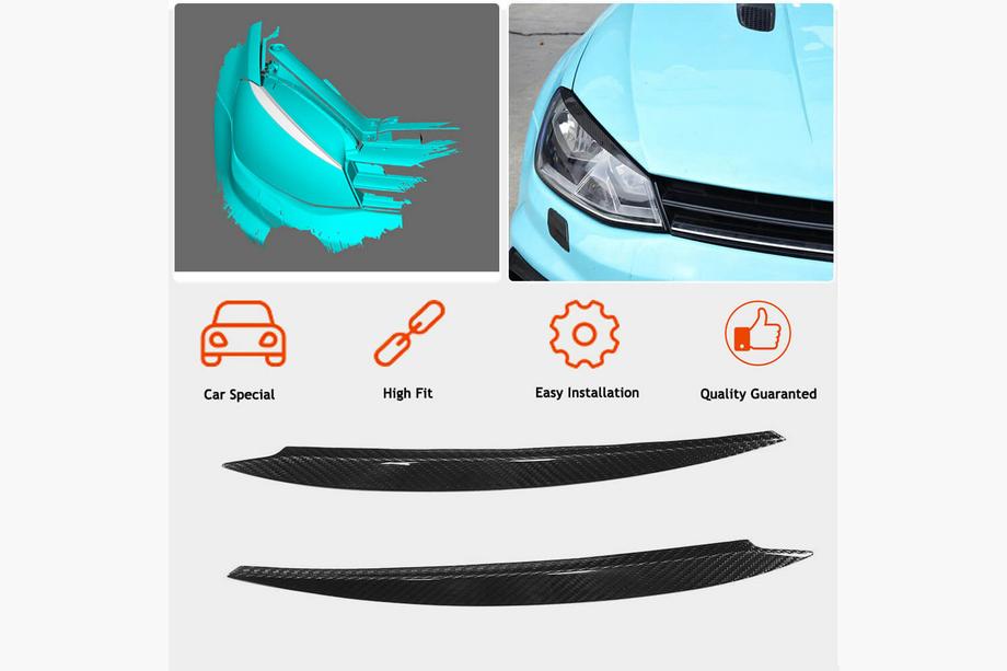 Volkswagen Golf 7/E-Golf 2012-2020 гг. Реснички на фары (Карбон) Фото 2