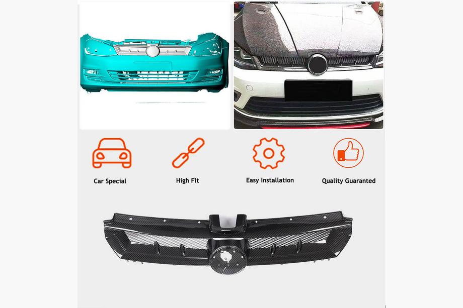 Volkswagen Golf 7/E-Golf 2012-2020 гг. Решетка радиатора (для HB 2012-2017, Сухой Карбон) Фото 3