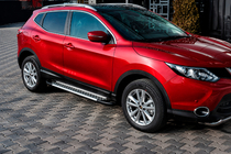 Nissan Qashqai 2014-2021 гг. Боковые Подножки Тип X5 (2 шт., Алюминий) фото 1