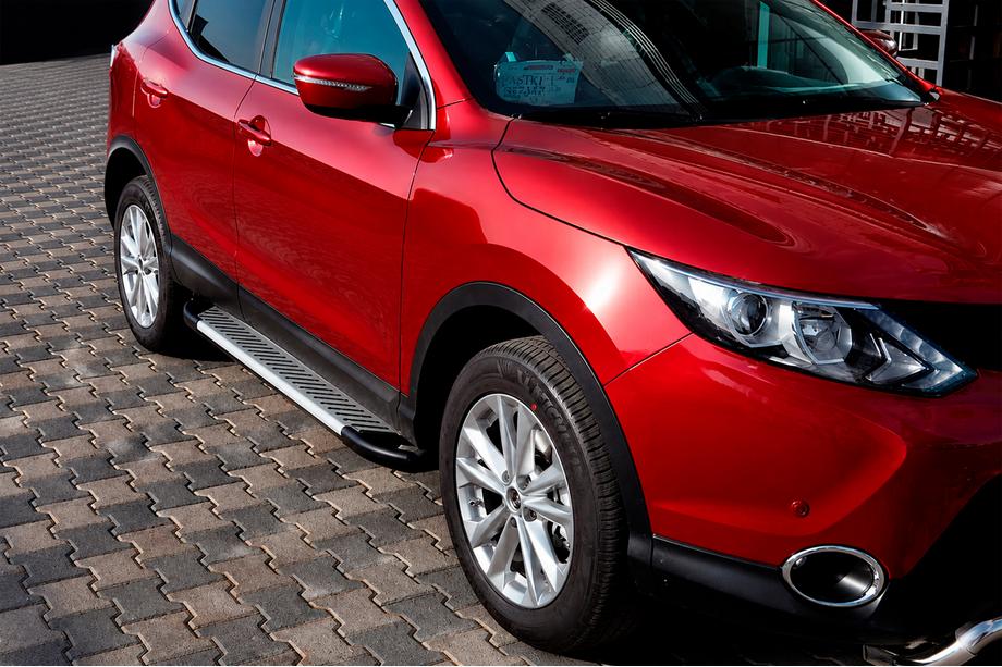 Nissan Qashqai 2014-2021 гг. Боковые Подножки Line (2 шт., Алюминий) Image