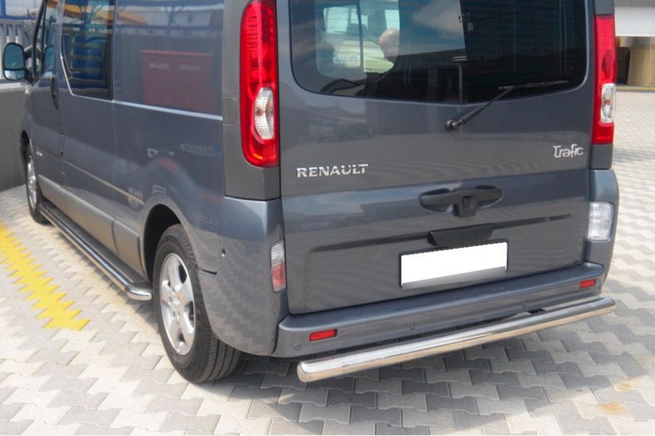 Opel Vivaro 2001–2015 гг. Задняя защита AK002 (нерж. сталь) Image