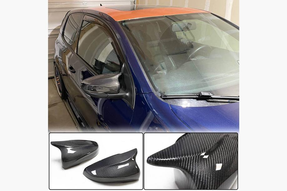 Volkswagen Golf 6 2008-2014 гг. Накладки на зеркала V2 (для HB 2010-2013, Карбон) Фото 2