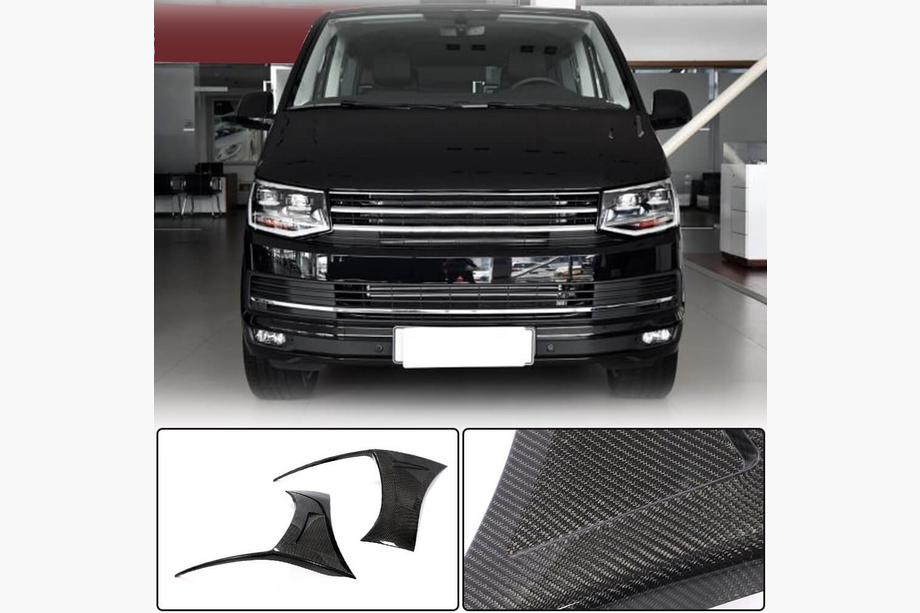 Volkswagen T6 2015-2024 гг. Карбоновые накладки на передний бампер (для 2015-2019) Фото 1