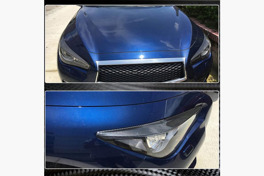 Infiniti Q50/Q60 2013-2024 гг. Реснички на фары (для Q50 2014-2017, Карбон) Фото 3