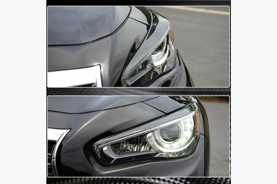 Infiniti Q50/Q60 2013-2024 гг. Реснички на фары (для Q50 2014-2017, Карбон) Фото 4
