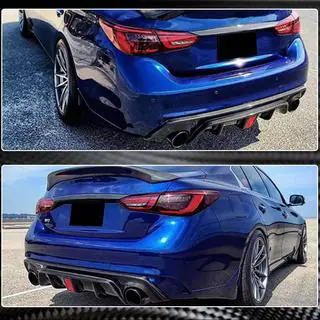 Диффузор заднего бампера V3 (для Q50 Base/Sport 2018-2023, Карбон) фото 4