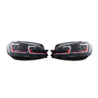 Передние фары Red (2017-2020, 2 шт) Volkswagen Golf 7/E-Golf 2012-2020 гг. фото 2
