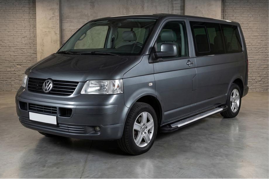 Volkswagen T5 Multivan 2003–2010 гг. Боковые Подножки Line-тип (2 шт., алюминий) Короткая База Фото 1