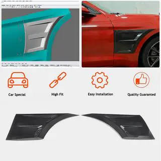 Накладки на передние крылья (Карбон) Ford Mustang 2015-2023 гг. фото 2