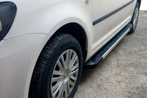 Volkswagen Caddy 2004-2010 гг. Боковые пороги Red-style (2 шт, алюминий) Макси база фото 1