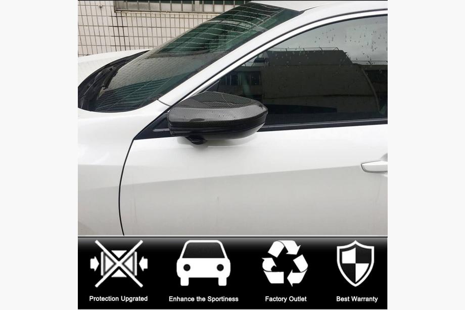Honda Civic Sedan X 2016-2021 гг. Накладки на Зеркала V1 (Карбон) Фото 2