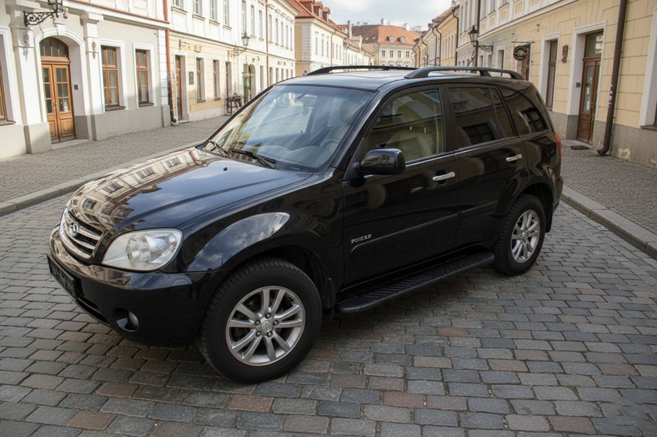Chery Tiggo 1 2005-2016 гг. Боковые пороги Bosphorus Black (2 шт., алюминий) Image