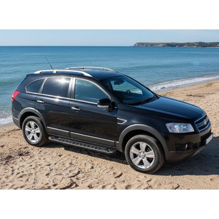 Боковые Подножки RedLine Black (2 шт., Алюминий) Chevrolet Captiva 2006-2019 гг. фото 2