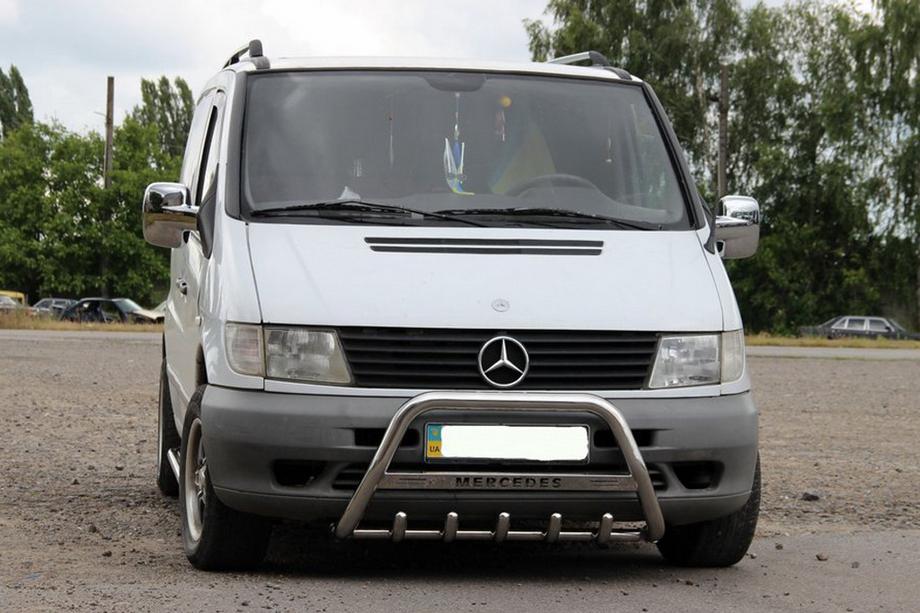 Mercedes Vito W638 1996-2003 гг. Кенгурятник WT003/4 (нержавейка) с надписью, 60мм Фото 4