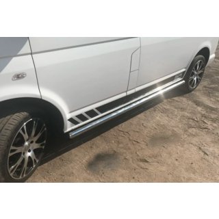 Боковые трубы (2 шт., нержавейка) Volkswagen T5 Transporter 2003-2010 гг. фото 3