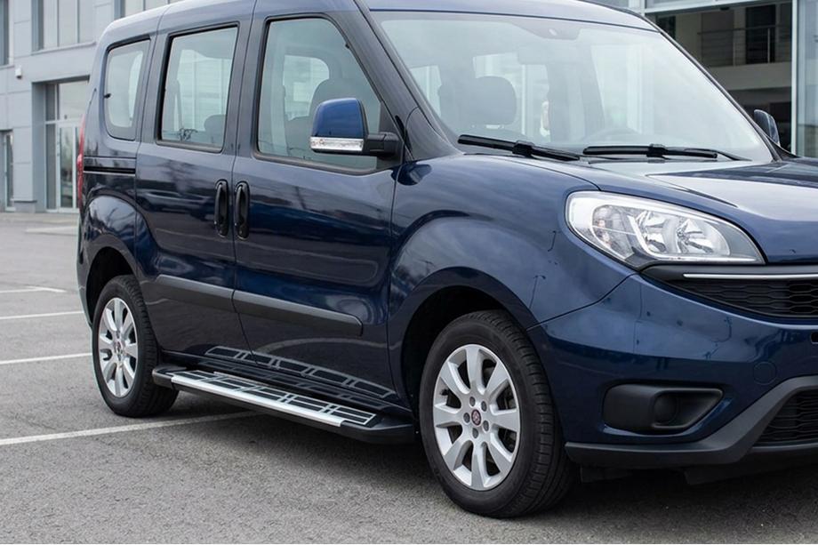 Fiat Doblo II 2010-2022 гг. Боковые Подножки Sunrise (2 шт., Алюминий) Фото 1