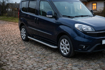 Fiat Doblo II 2010-2022 гг. Боковые Подножки Tayga Grey (2 шт., Алюминий) фото 1