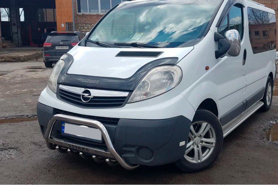 Opel Vivaro 2001–2015 гг. Кенгурятник WT003-4 (нержавейка) С надписью Фото 8