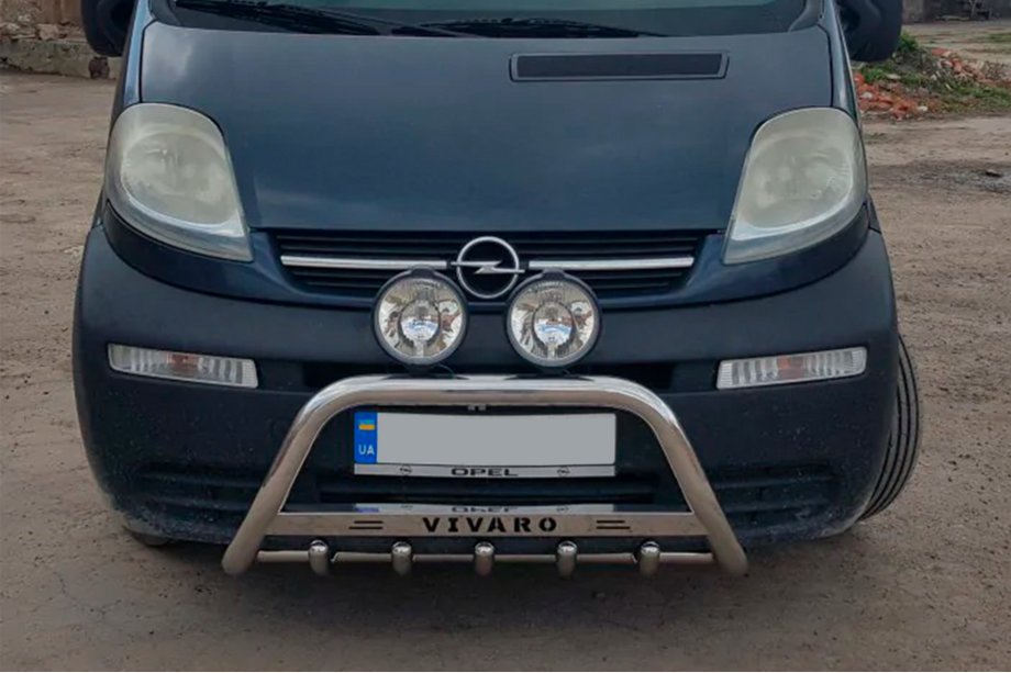 Opel Vivaro 2001–2015 гг. Кенгурятник WT003-4 (нержавейка) С надписью Фото 9