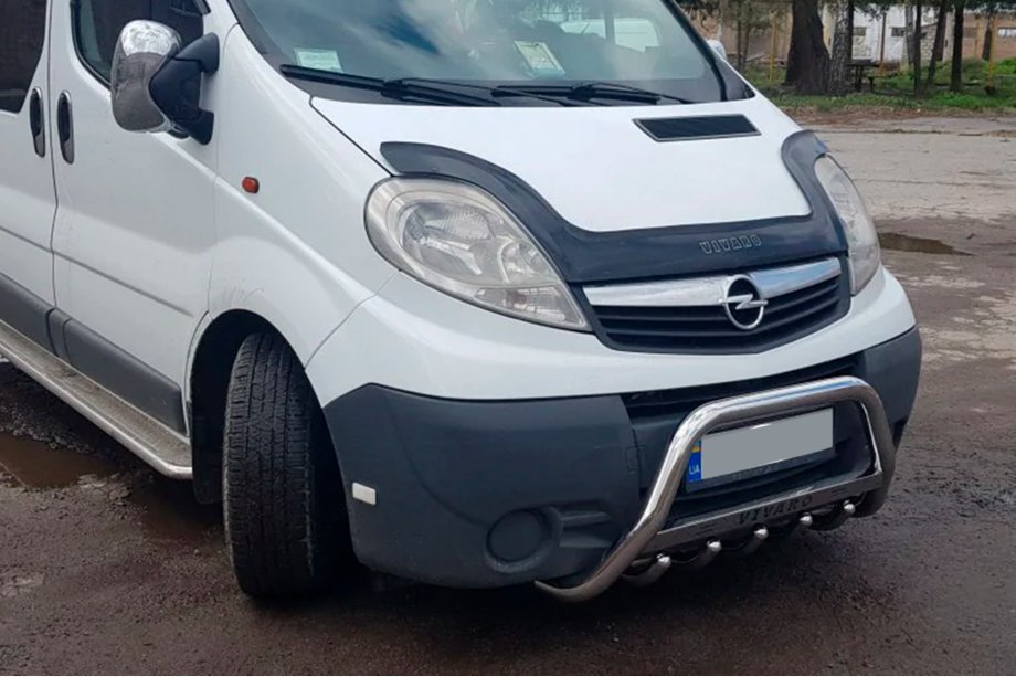 Opel Vivaro 2001–2015 гг. Кенгурятник WT003-4 (нержавейка) С надписью Фото 1