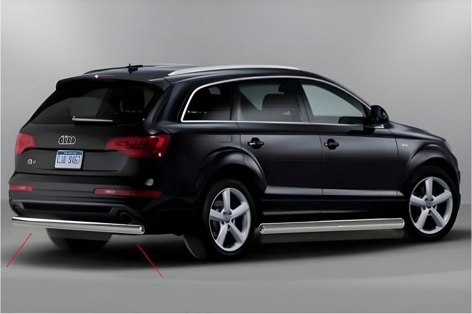 Audi Q7 2005-2015 гг. Задняя защита AK002 (нерж. сталь) Image