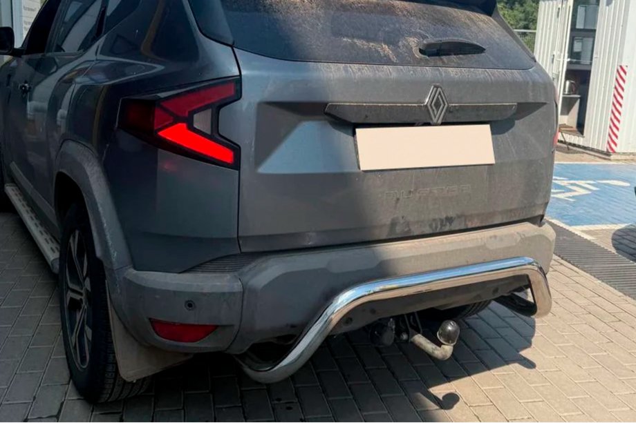 Dacia Duster 2024- гг. Задняя защита AK007 (нержавейка) Image