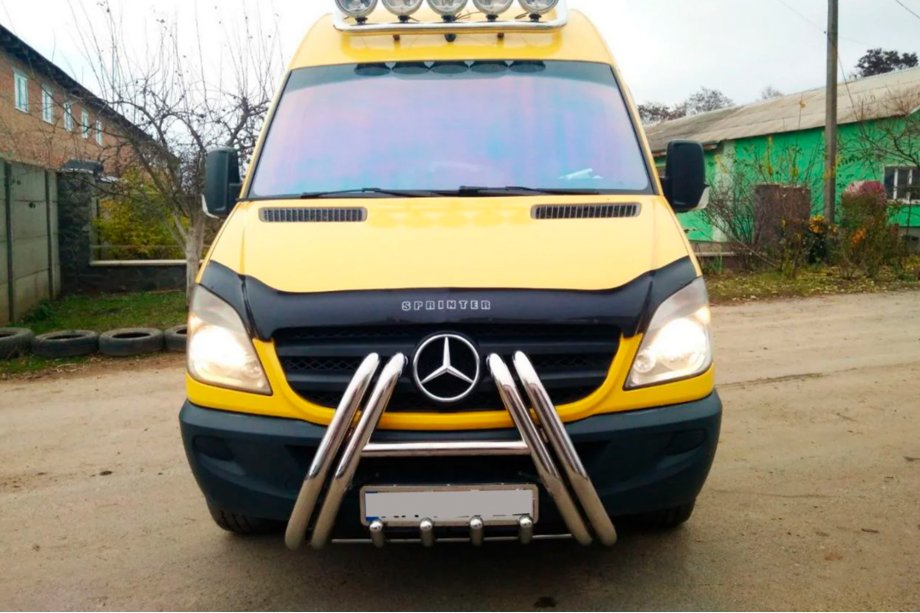 Mercedes Sprinter W906 2006–2018 гг. Передняя защита F1-01 (2013-2018, нержавейка) Фото 4