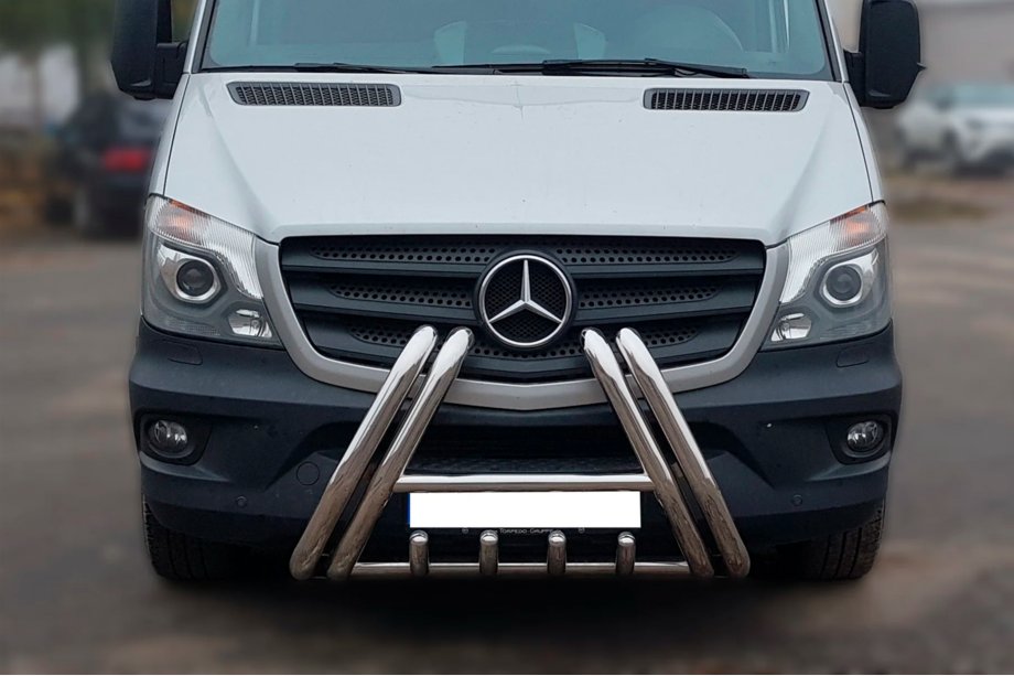 Mercedes Sprinter W906 2006–2018 гг. Передняя защита F1-01 (2013-2018, нержавейка) Фото 1