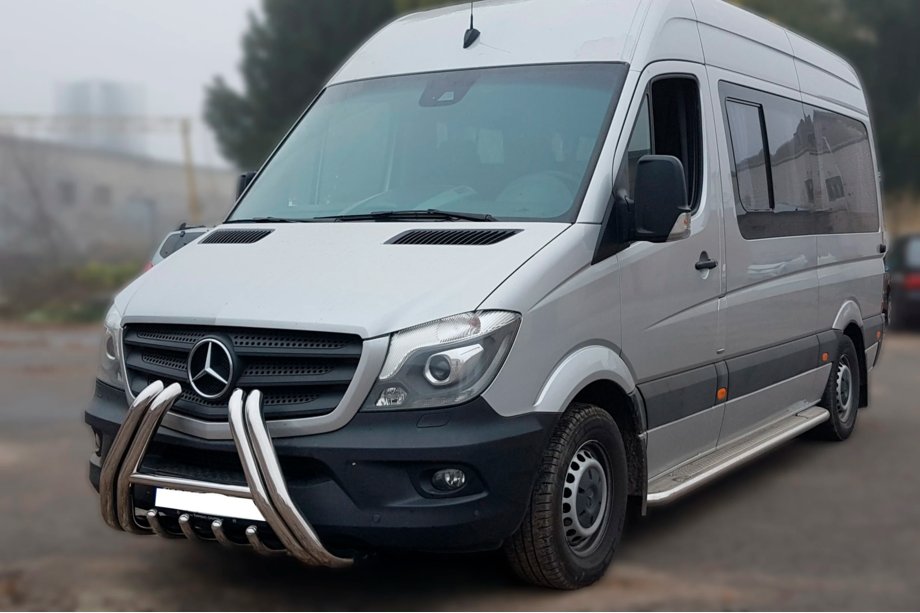 Mercedes Sprinter W906 2006–2018 гг. Передняя защита F1-01 (2013-2018, нержавейка) Фото 3