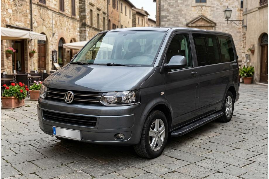 Volkswagen T5 2010-2015 гг. Боковые пороги Bosphorus Black (2 шт., алюминий) Image
