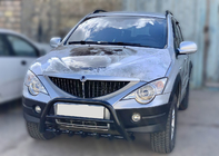SsangYong Kyron 2005-2014 гг. Передняя защита Black WT003 (нержавейка) фото 2
