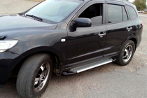 Hyundai Santa Fe 2 2006-2012 гг. Боковые Подножки Line (2 шт., Алюминий) фото 1