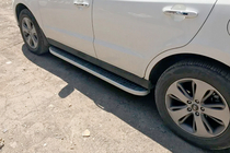 Hyundai Santa Fe 2 2006-2012 гг. Боковые Подножки Tayga Grey (2 шт., Алюминий) фото 6