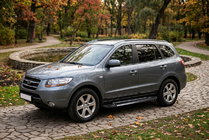 Hyundai Santa Fe 2 2006-2012 гг. Боковые Подножки RedLine Black (2 шт., Алюминий) фото 1