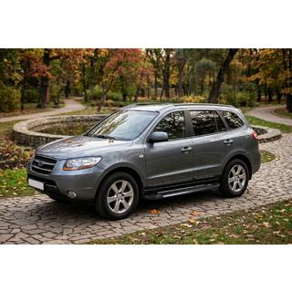 Боковые Подножки RedLine Black (2 шт., Алюминий) Hyundai Santa Fe 2 2006-2012 гг. фото 1