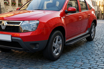 Dacia Duster 2008-2018 гг. Боковые пороги Bosphorus Black (2 шт., алюминий) фото 1