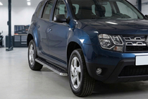 Renault Duster 2008–2017 гг. Боковые Подножки Maydos V1 (2 шт., Алюминий и Нержавейка) фото 1